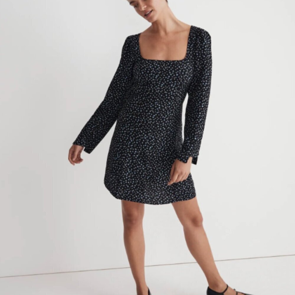 Madewell Seamed Long-Sleeve Mini Dress in Ditsy Floral Size 2